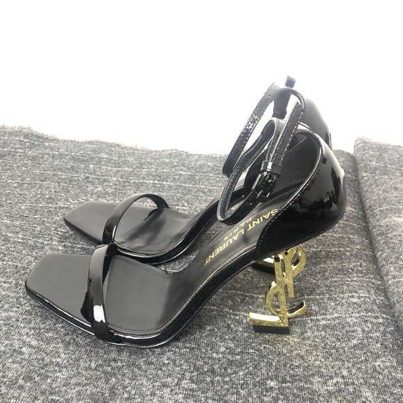SAINT LAURENT BLACK JANE SANDAL HIGH HEELS ANKLE STRAP - Picture 1 of 3